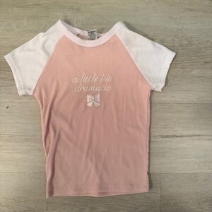 Pink and White baby tee size XS- A Little Bit Dramatic
